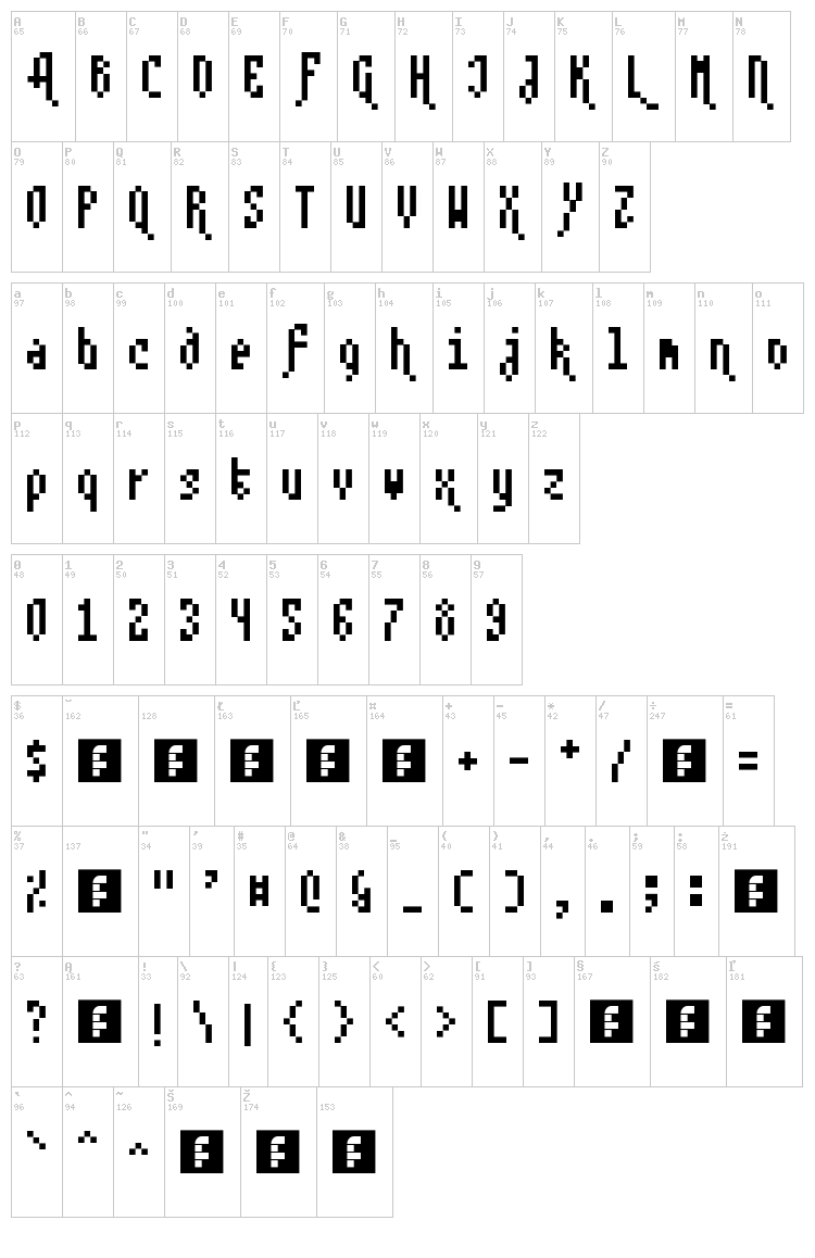 Mono a Mano font map